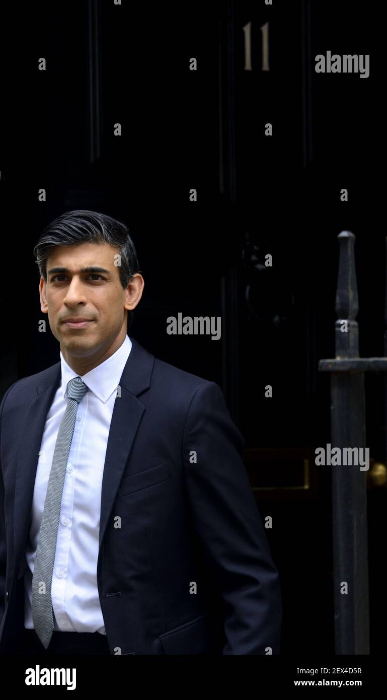Rishi Sunak MP - Chancellor of the Exchequer - leaving Downing Street on Budget Day, 3rd March 2021 Stock Photo