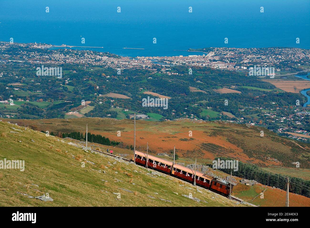 Rhune cogwheel train and view of the bay of Saint-Jean-De-Luz, Basque  Country, France Stock Photo - Alamy
