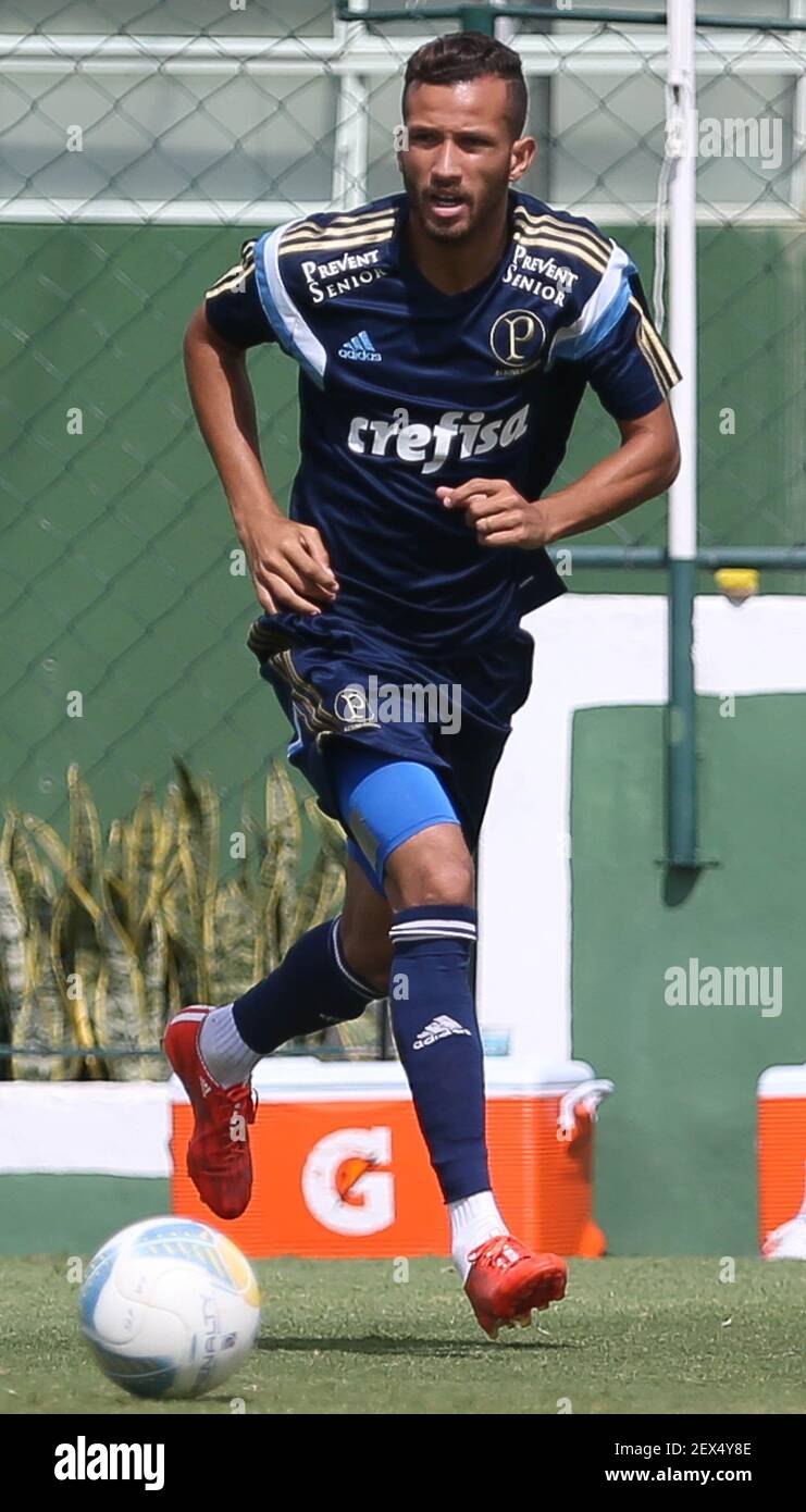 Soccer player Leandro Pereira, of SE Palmeiras during practice game against  the Portuguese team at the Academy of Football, in the neighborhood of  Barra Funda. SÃ£o Paulo/SP, Brazil-2/23/2015. Photo: Cesar Greco/Fotoarena  ***