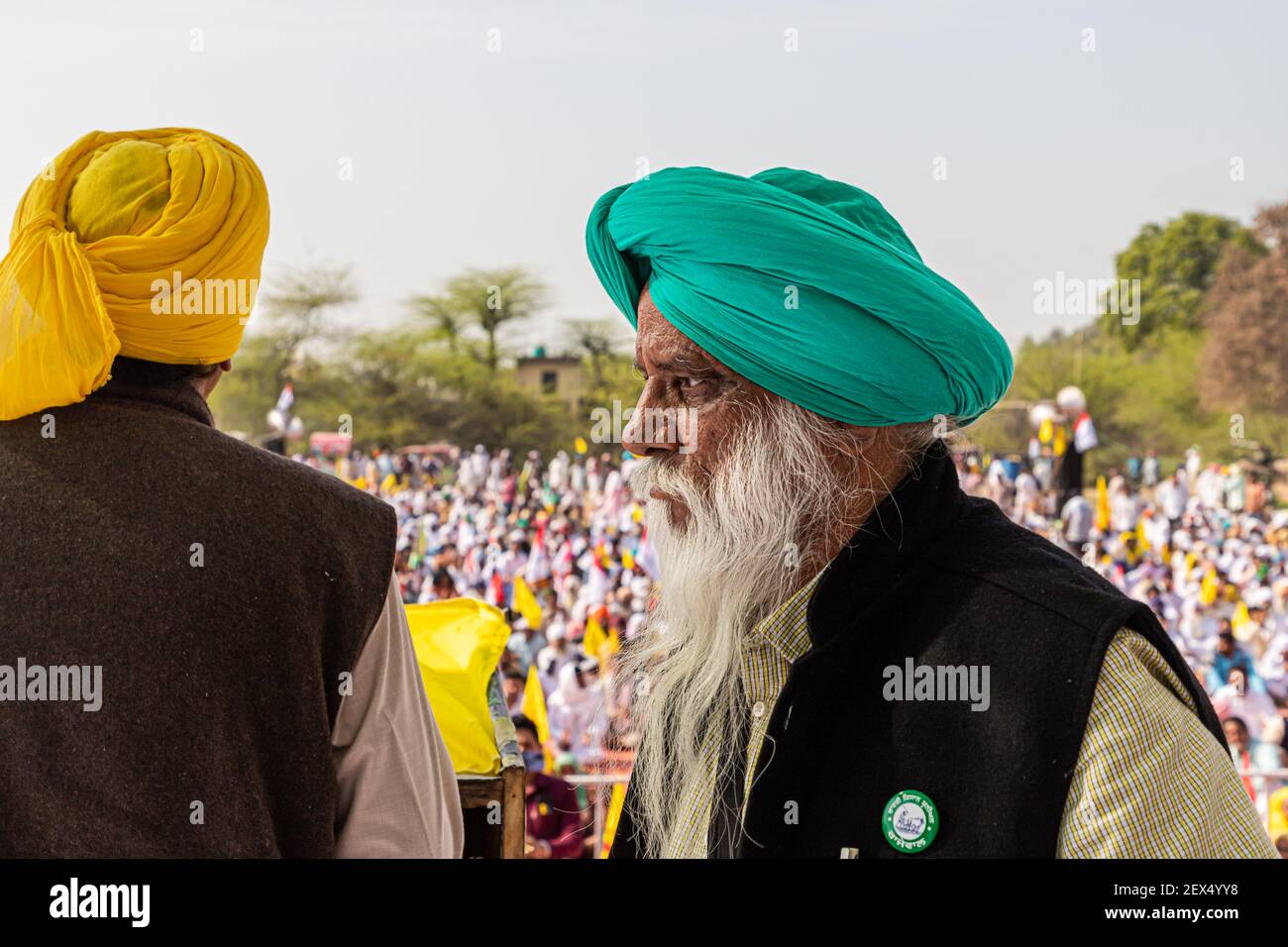farmer leader during the protest.they are protesting against new farm law passed by indian government. Stock Photo