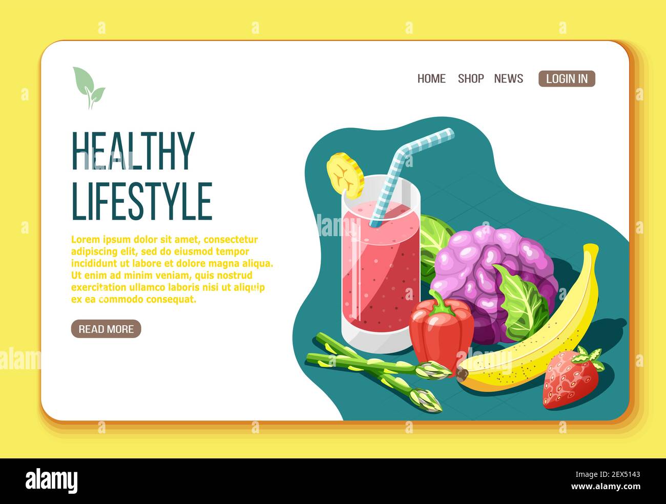 Healthy lifestyle isometric landing page with text and visual information about foods that are useful for body vector illustration Stock Vector