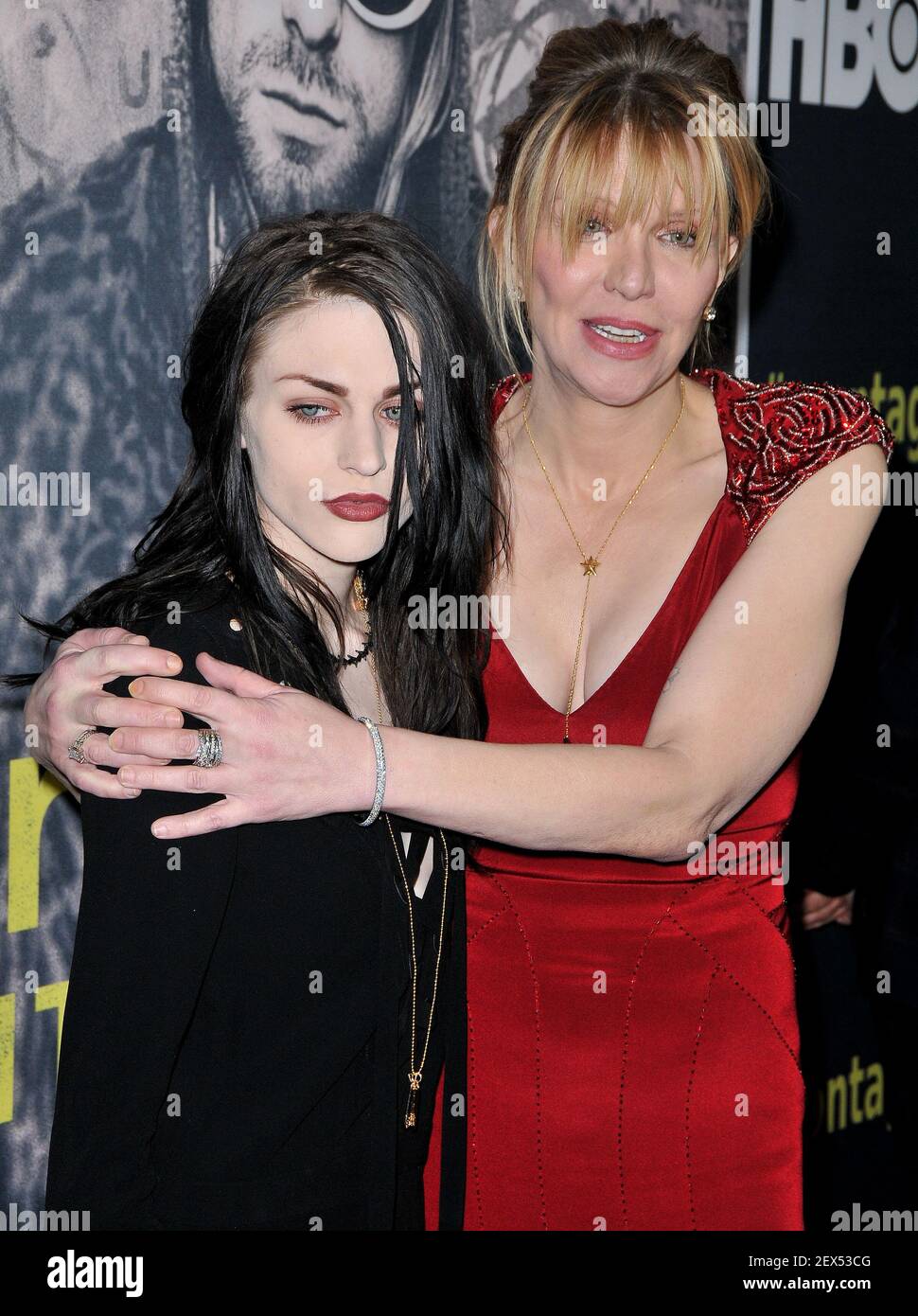 (L-R) Frances Bean Cobain and Courtney Love arrives at the HBO Documentary Films' "Kurt Cobain: Montage Of Heck" Los Angeles Premiere held at the Egyptian Theatre in Hollywood, CA on Tuesday, April 21, 2015. (Photo By Sthanlee B. Mirador) *** Please Use Credit from Credit Field *** Stock Photo