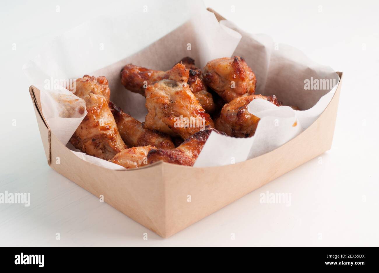 take away or take out bbq chicken wings for food truck style Stock Photo