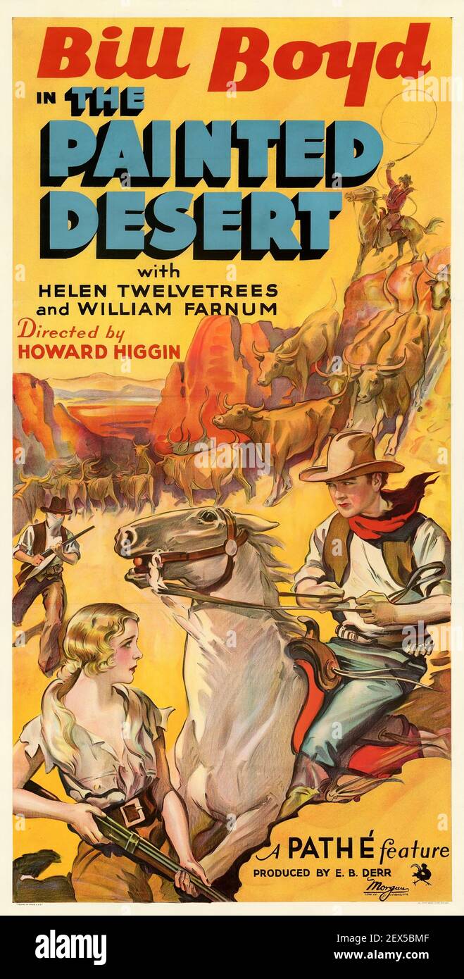 The Painted Desert. Bill Boyd. Classic movie poster, Wild West, old western film. 1931. Stock Photo