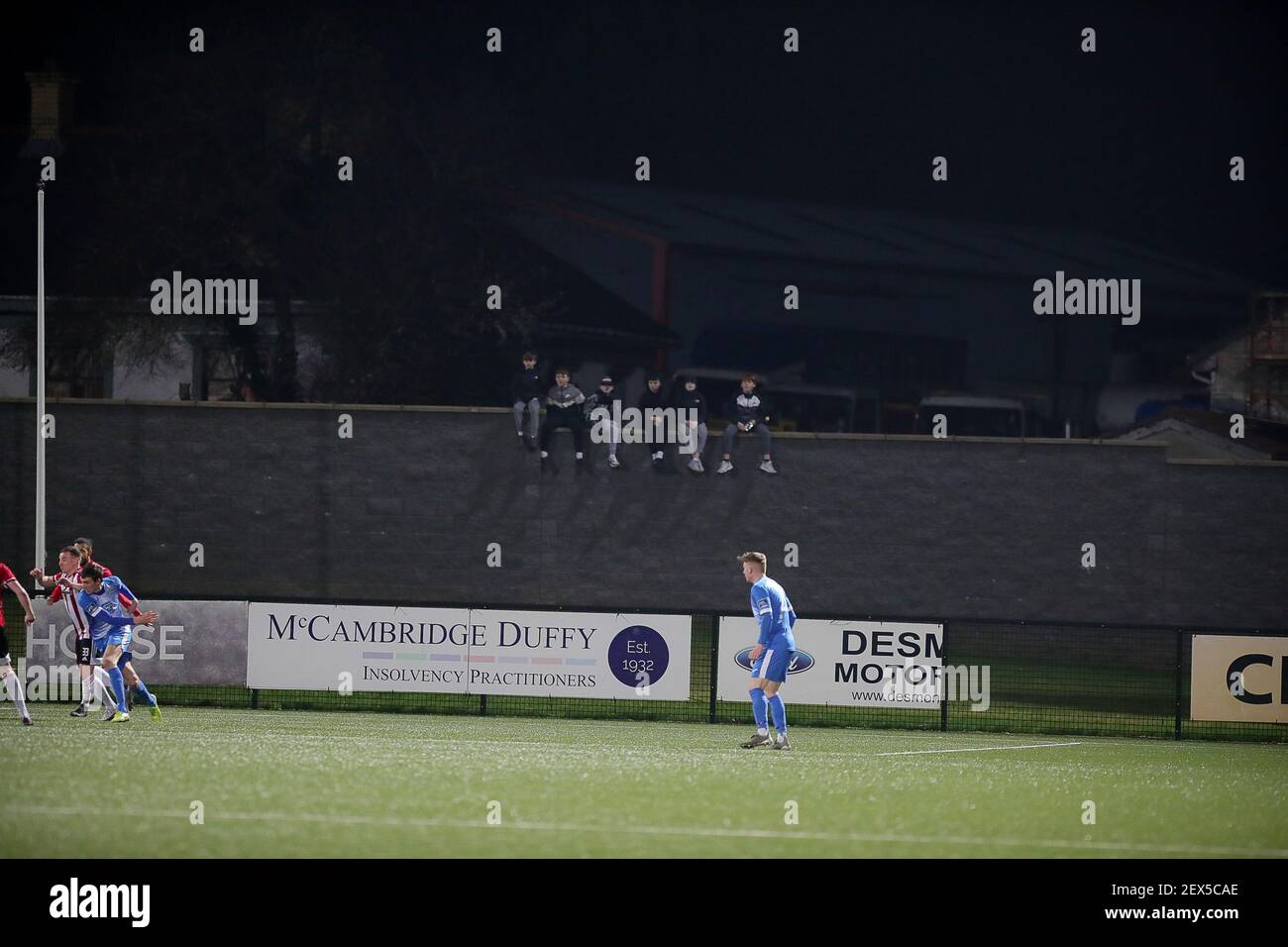 Vantage point  during a pre-season fixture between Derry City & Finn Harps Stock Photo