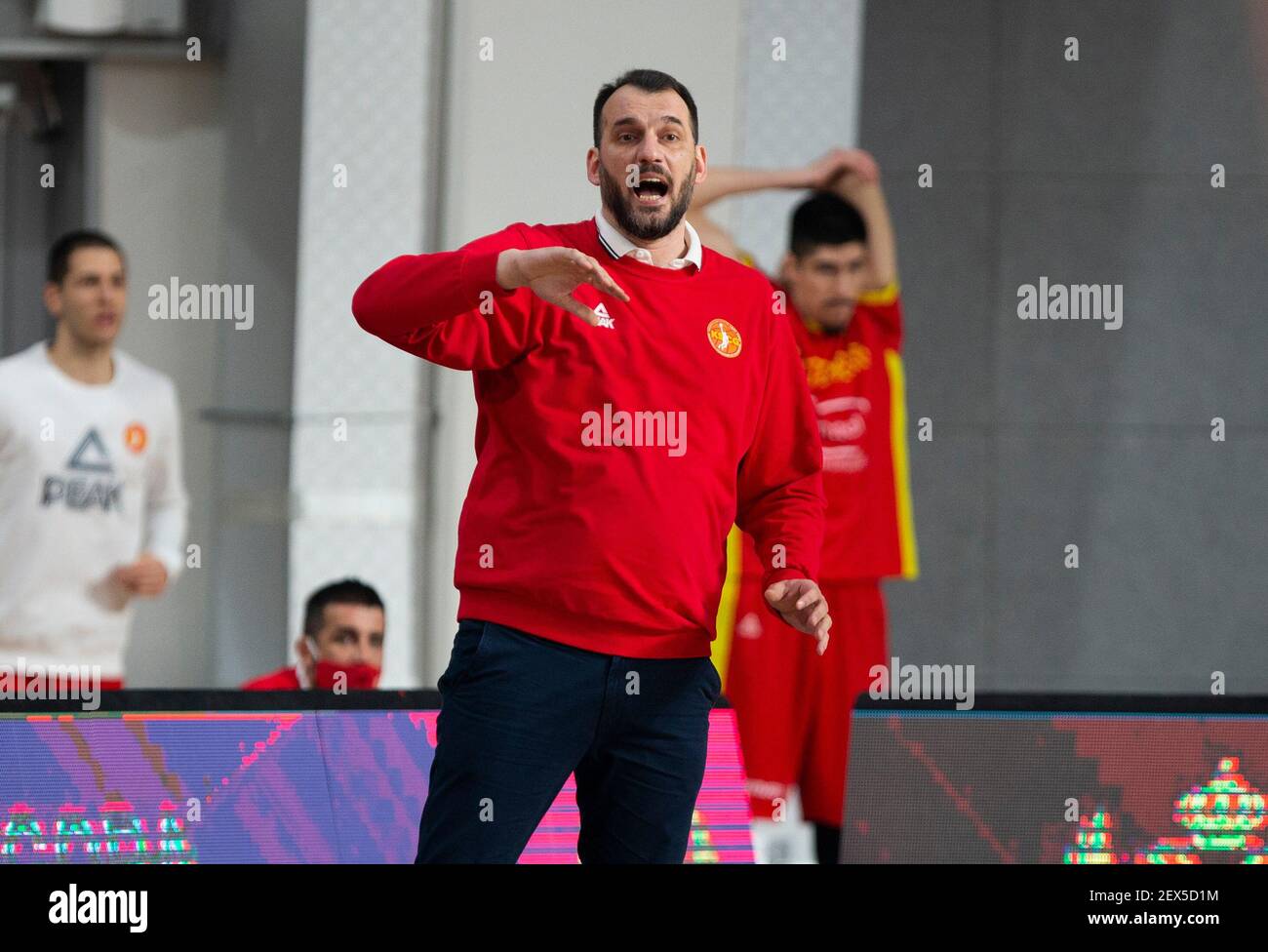 Podgorica, Montenegro. 20th February, 2021. Bosko Radovic of Montenegro gestures. Credit: Nikola Krstic/Alamy Live News Stock Photo