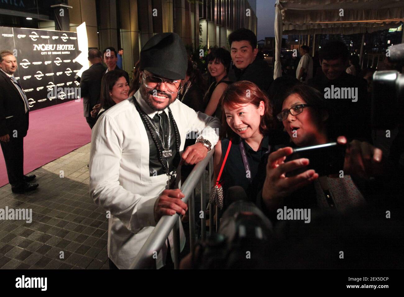 MAY 18, 2015 - International superstar Apl de Ap poses for pictures with fans during the opening of Nobu Hotel in Pasay City. Nobu hotel in Manila is the first Nobu Hotel in Asia. (Photo by Mark Cristino / Pacific Press) *** Please Use Credit from Credit Field *** Stock Photo