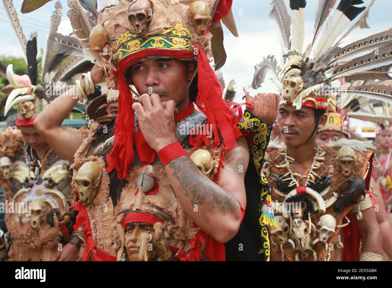 Part of the rituals of the indigenous Dayak, as homage to the ancestor and God, in the event Gawai Dayak Week, which will took place in Pontianak, Indonesia between May 20 and 27, 2015. The Dayak hold this event every year, with the hope of abundant harvests and fertile soil. (Photo by Yohanes Kurnia Irawan/Pacific Press) *** Please Use Credit from Credit Field *** Stock Photo