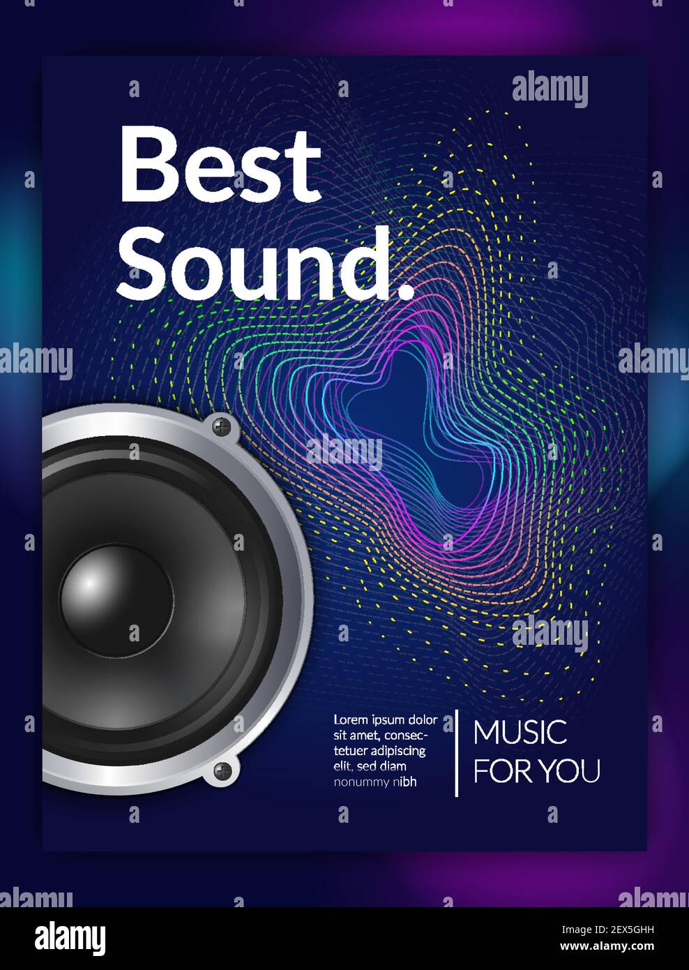 Realistic audio equipment sound for music promotional poster on dark ...