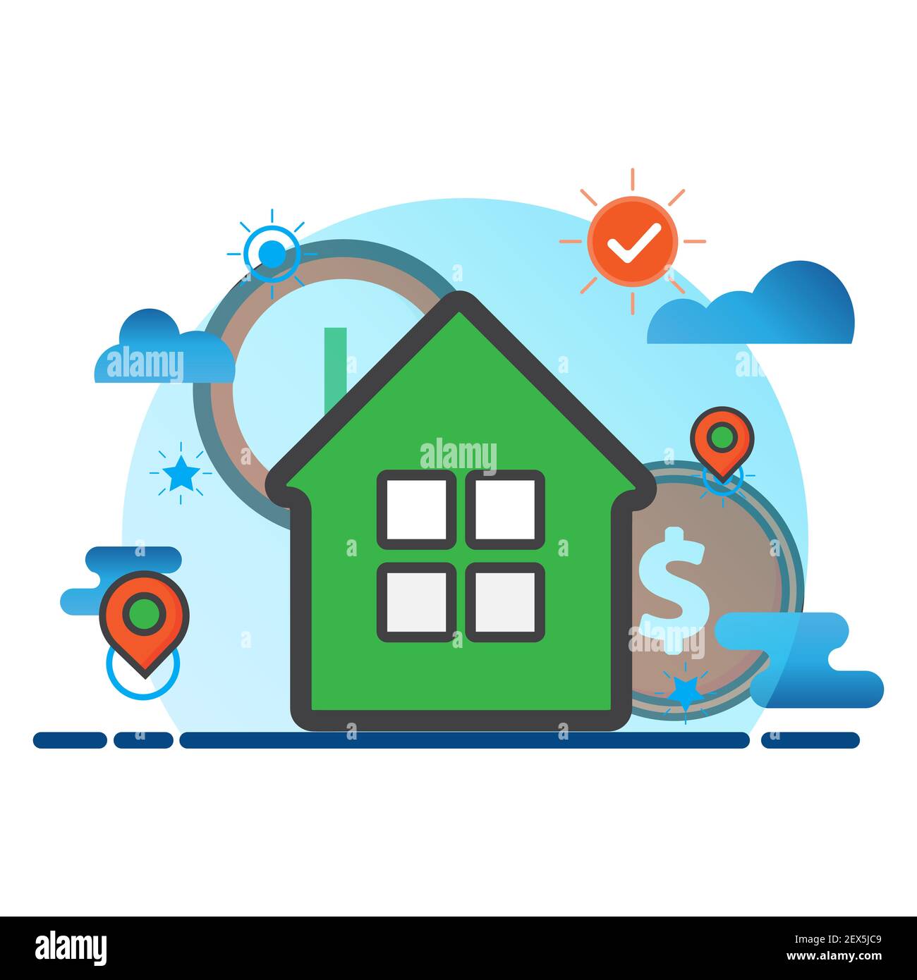 home illustration. Flat vector icon. can use for, icon design element,ui, web, app. Stock Photo