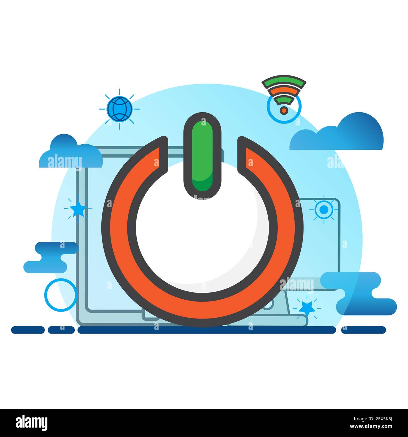power illustration. Flat vector icon. can use for, icon design element,ui, web, app. Stock Photo