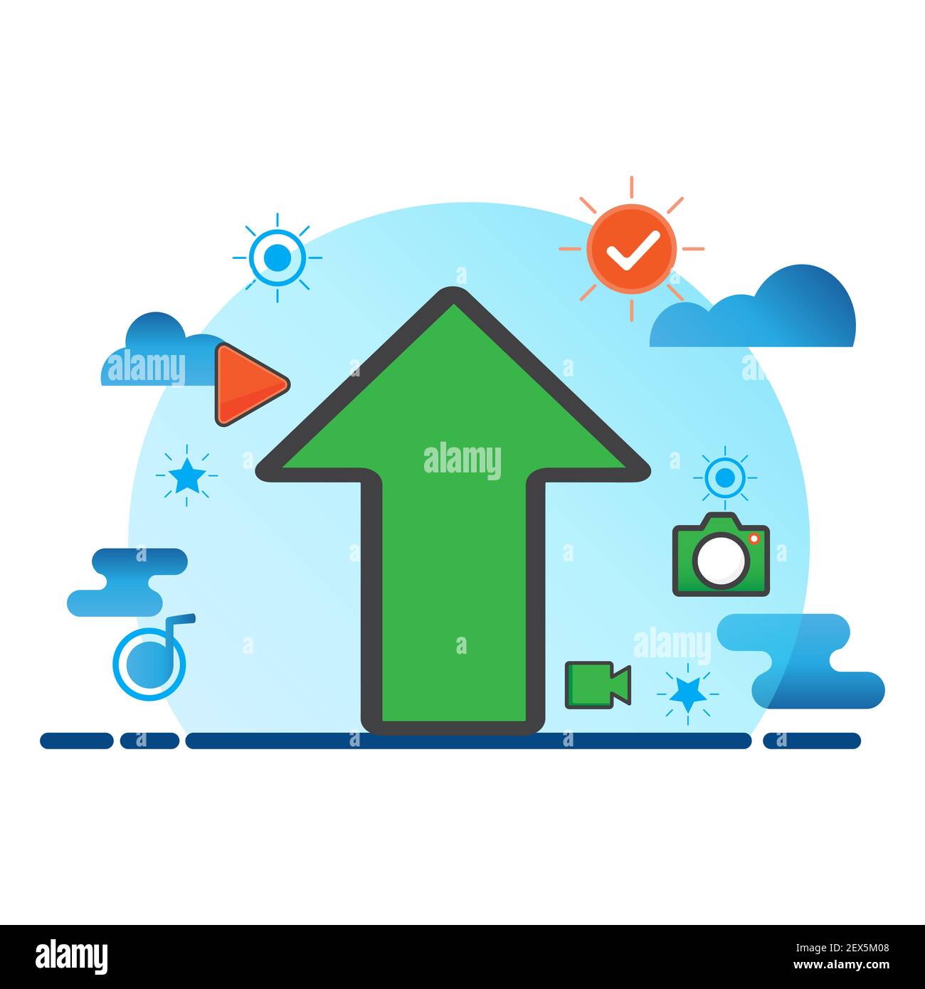 upload illustration. Flat vector icon. can use for, icon design element,ui, web, app. Stock Photo
