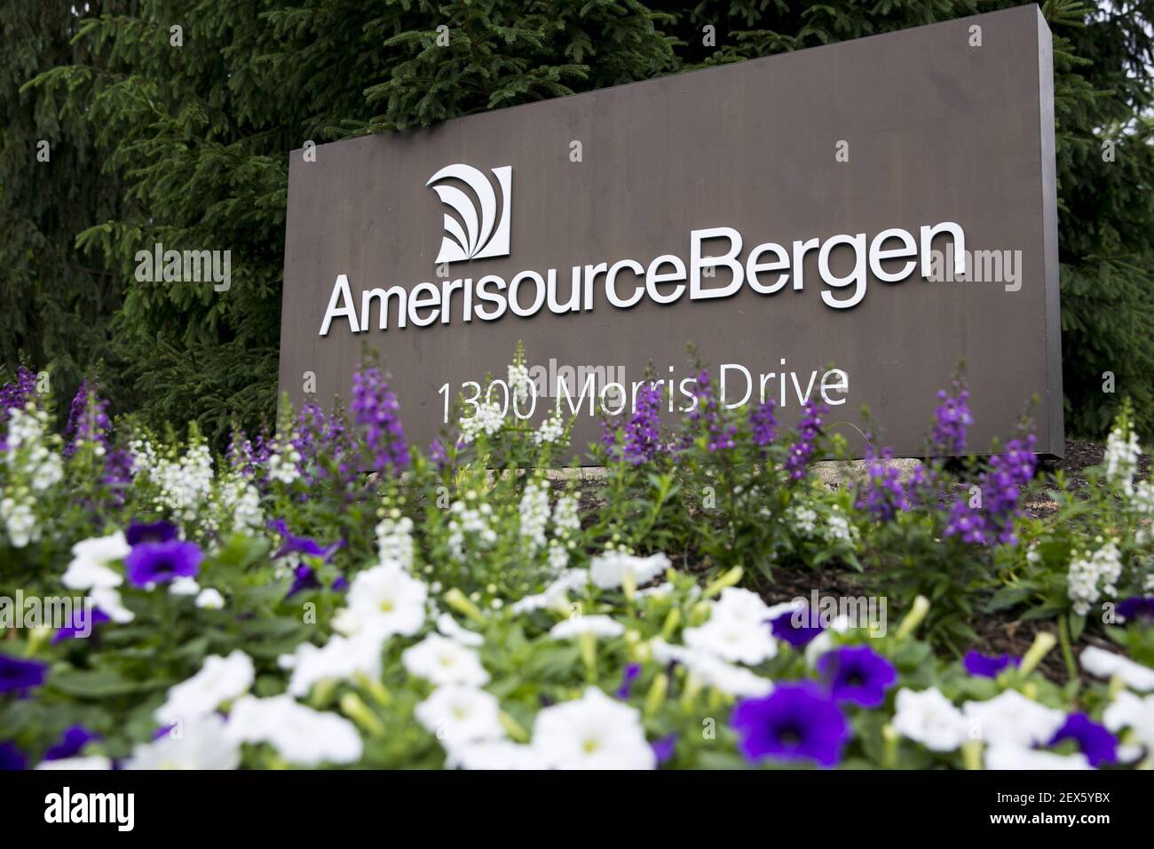 A logo sign outside of the headquarters of AmerisourceBergen in ...