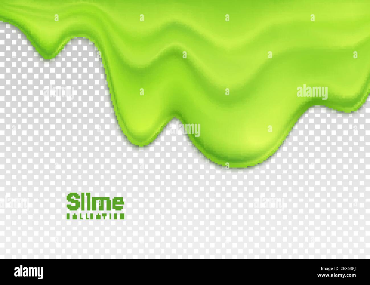Melting green slime blot on transparent background realistic vector illustration Stock Vector