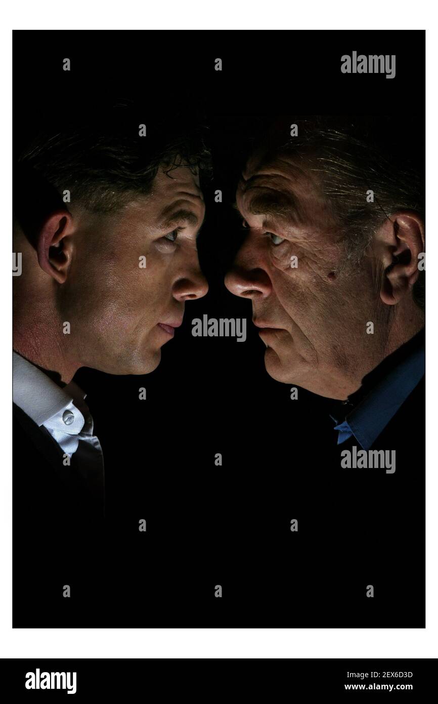 Sir Michael Gambon and Lee Evans are acting together in ENDGAME at the Albery Theatre in London.pic David Sandison 25/2/2004 Stock Photo