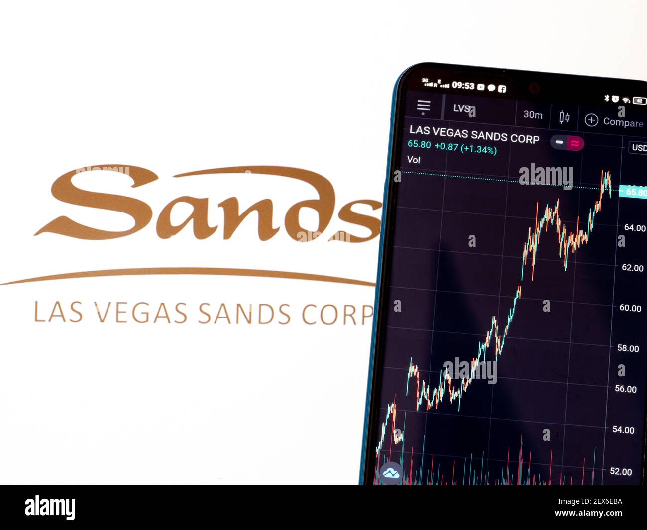 Logo of the public company Las Vegas Sands Corp displayed on a computer  screen in close-up. Credit: PIXDUCE Stock Photo - Alamy