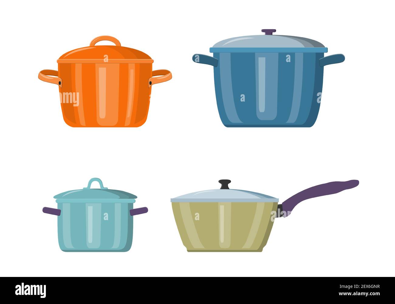 Sauce pan with lid and soup. Stock Vector
