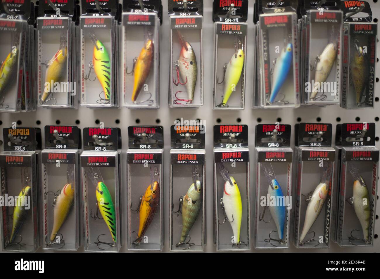 A colorful assortment of Rapala fishing lures is on display at Mike's Bait  on 8 on Saturday, May 23, 2015, in Forest Lake, Minn. (Photo by Aaron  Lavinsky/Minneapolis Star Tribune/TNS) *** Please