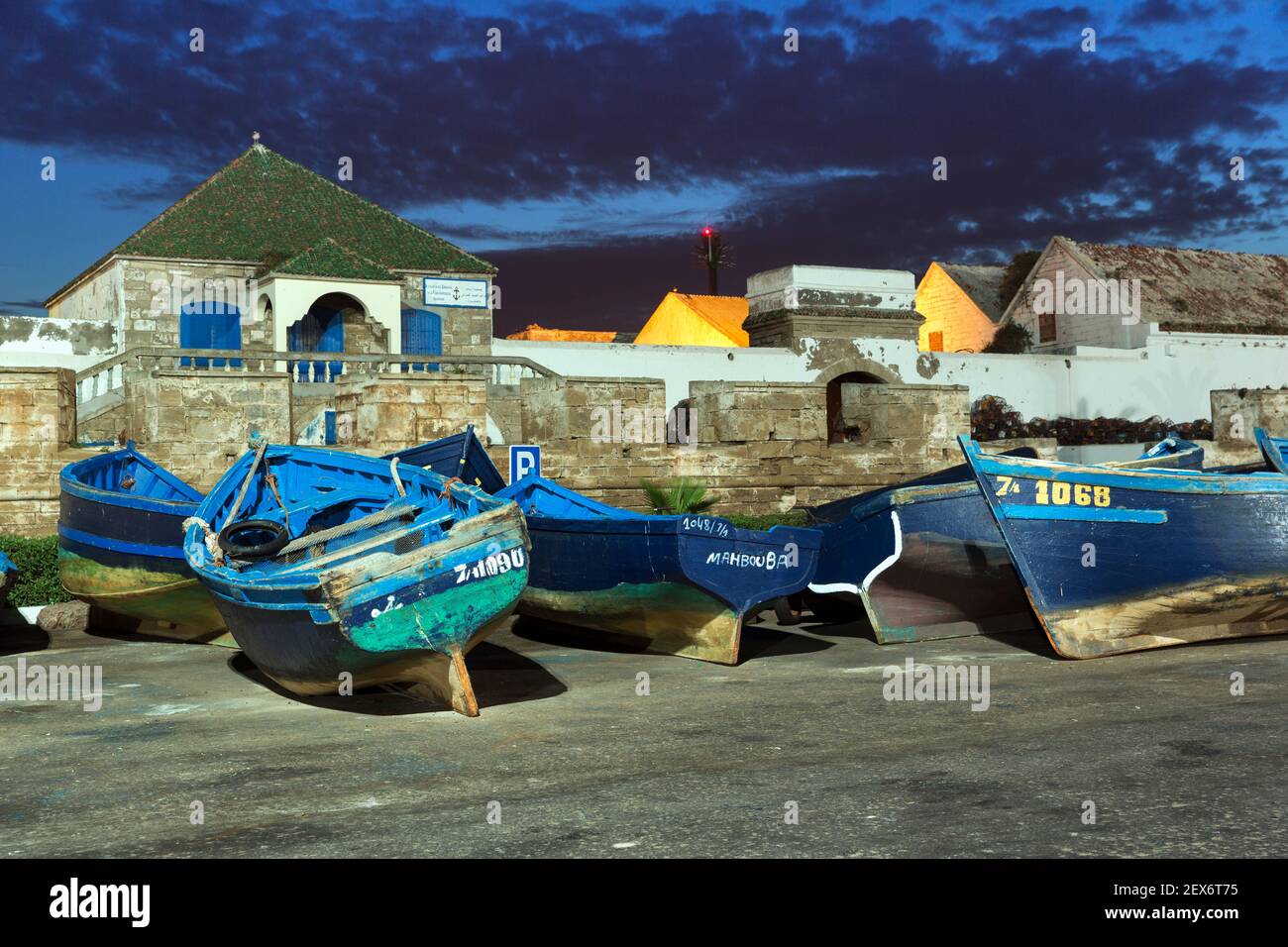 Morocco,Essaouira,Sqala du Port, the marina with fishing vessels Stock Photo
