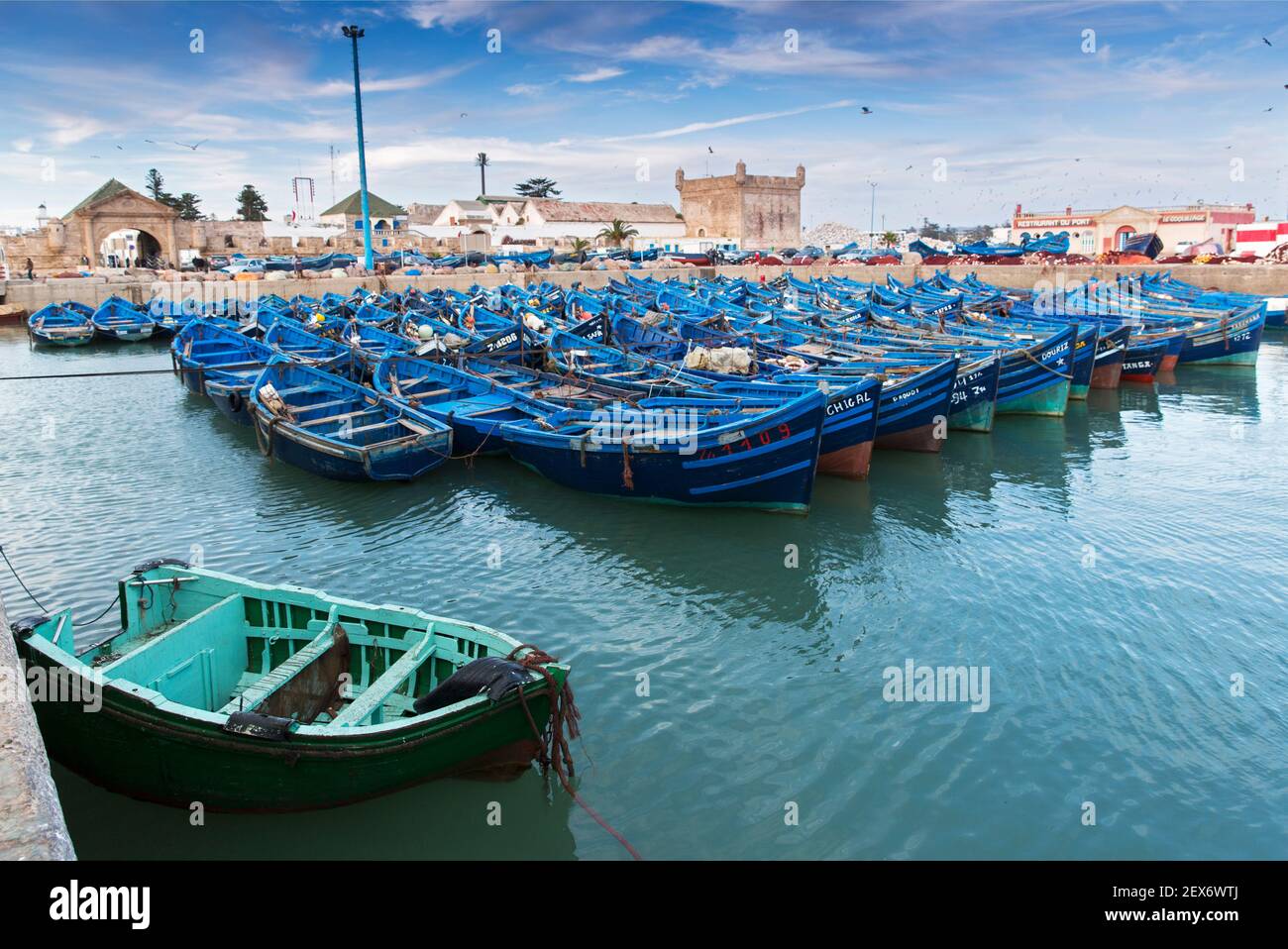 Morocco,Essaouira,Sqala du Port, the marina with fishing vessels Stock Photo