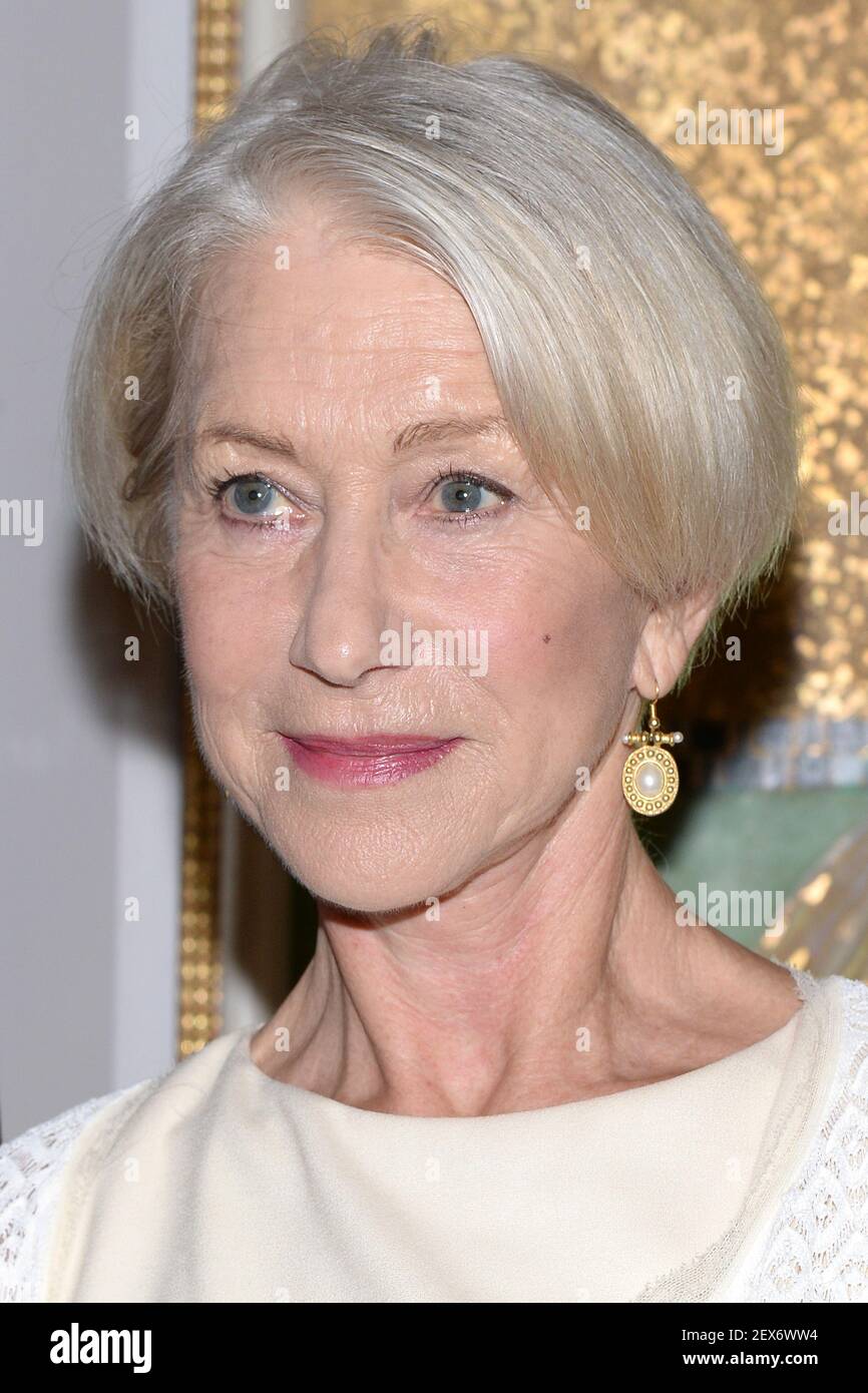 Actress Dame Helen Mirren poses in front of Gustave Klimt's "The Portrait of Adele Block-Bauer 1" as she is honored by the World Jewsih Congress for role as Maria Altman in the movie "Woman In Gold" at the Neue Galerie in New York, NY, on June 19, 2015. (Photo by Anthony Behar) *** Please Use Credit from Credit Field *** Stock Photo