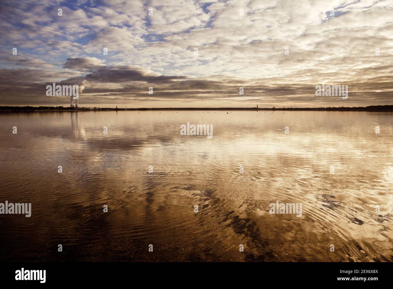 Lake Cospuden in the evening Stock Photo