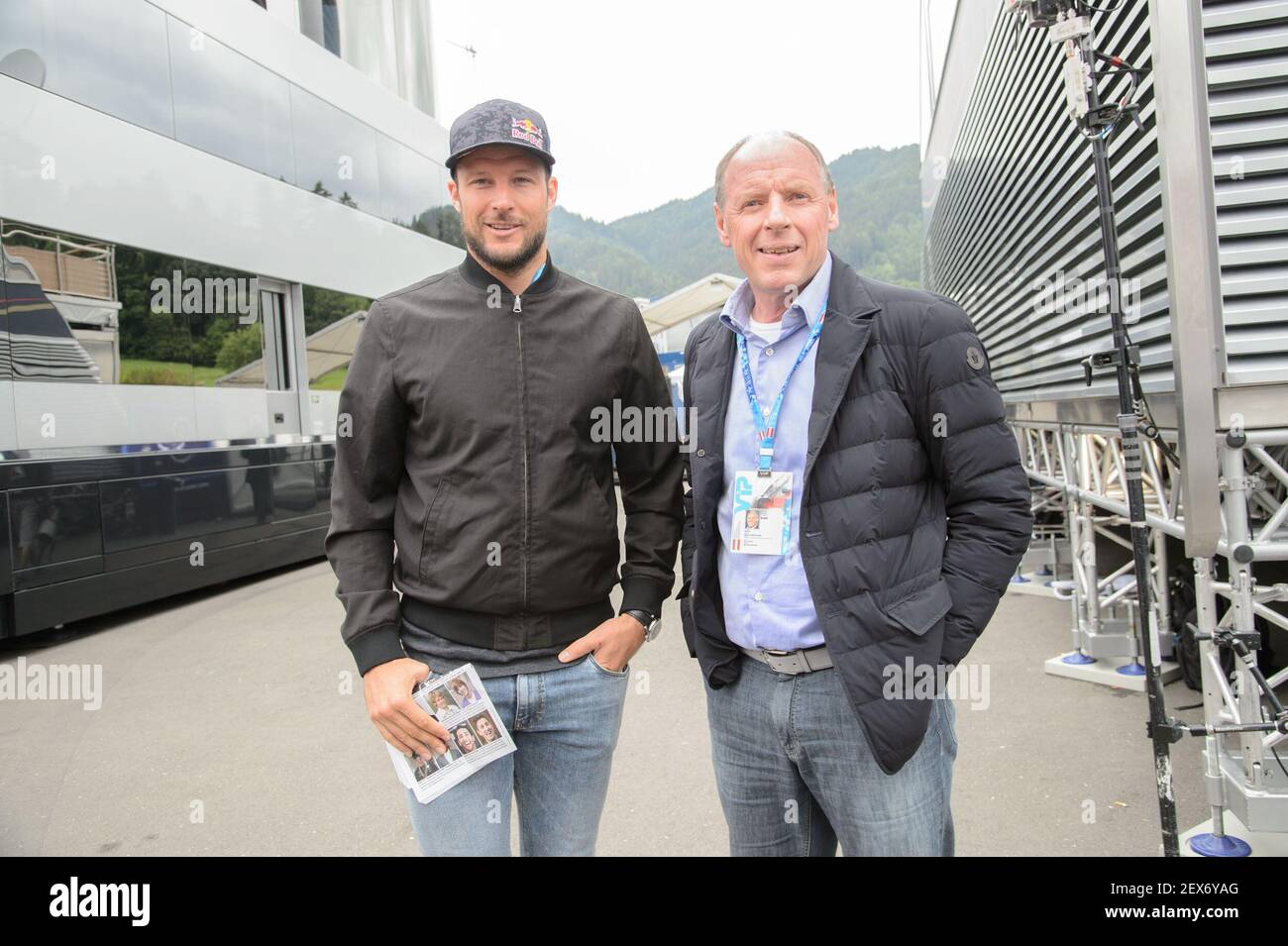 Aksel Lund Svindal, Harti Weirather 20.06.2015, Spielberg, Red Bull Ring,  Formel 1 stars (Photo by Viennareport) *** Please Use Credit from Credit  Field *** Stock Photo - Alamy