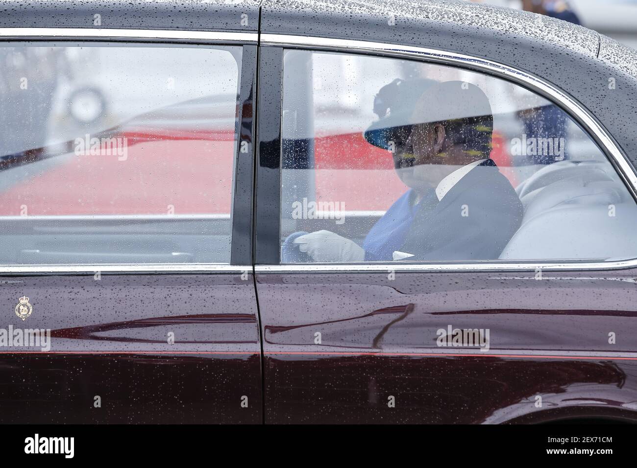 Queen Elizabeth II and Prince Philip arriving at the Airport Tegel in