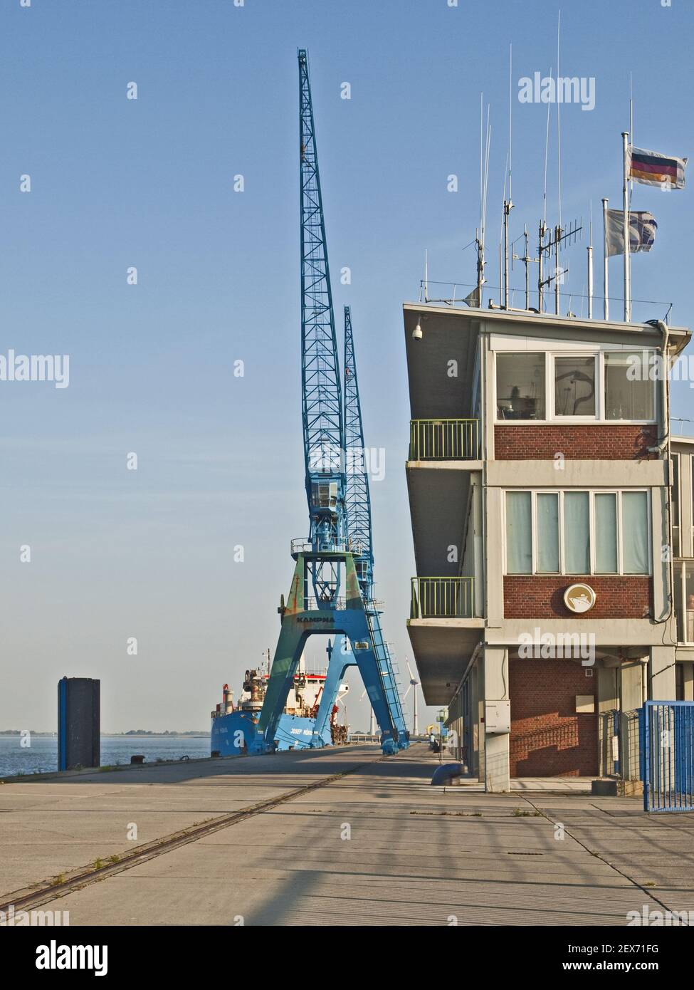 Harbour Cranes at Steubenhoeft, Germany Stock Photo