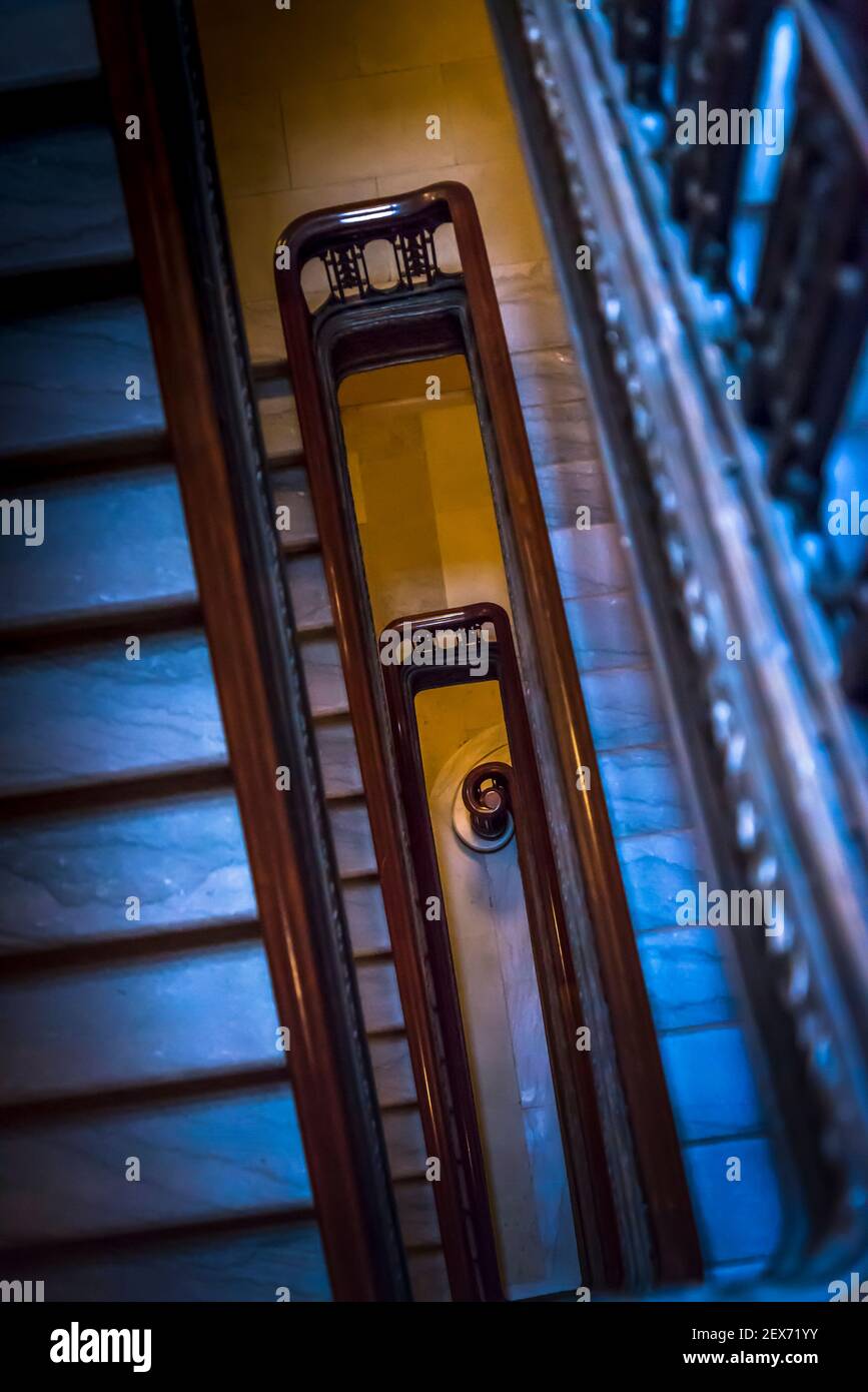 Looking down a staircase, Wisconsin State Capitol, a Beaux-Arts building completed in 2017, Madison, Wisconsin, USA Stock Photo