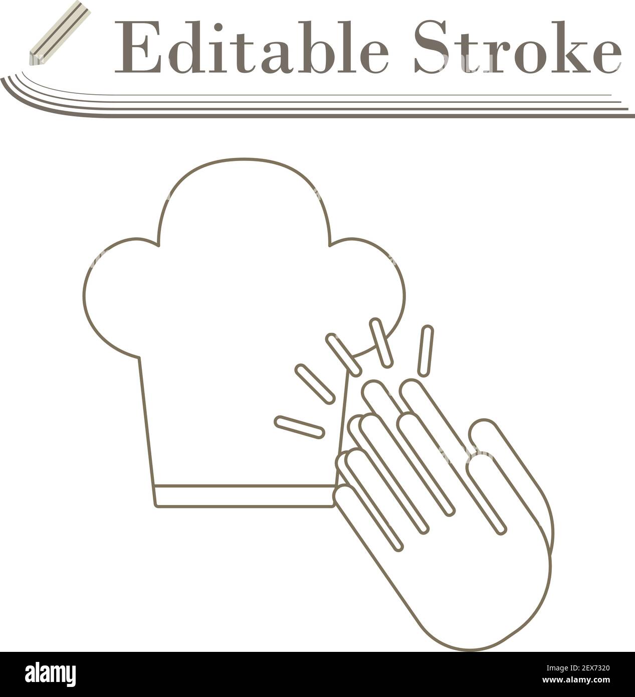 Clapping Palms To Toque Icon. Editable Stroke Simple Design. Vector Illustration. Stock Vector