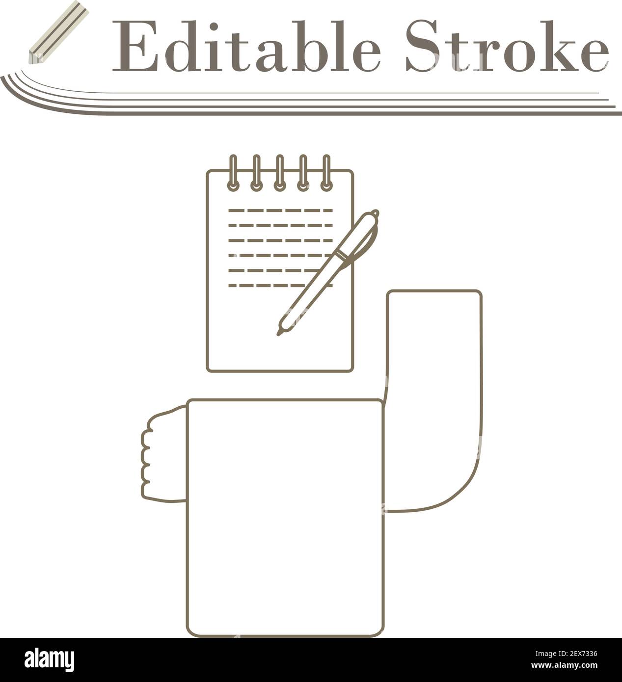 Waiter Take Oder Icon. Editable Stroke Simple Design. Vector Illustration. Stock Vector
