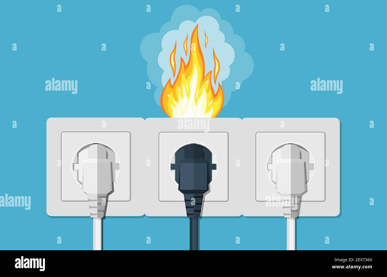 Socket and plug on fire from overload Stock Vector Image & Art Alamy