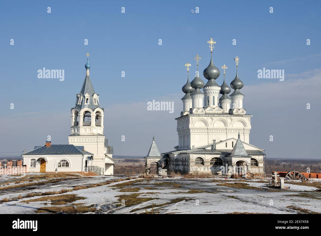 = Ensemble of the Resurrection Convent in Early Spring =  View of the architectural ensemble of the Resurrection Convent in Murom on a beautiful sunny Stock Photo