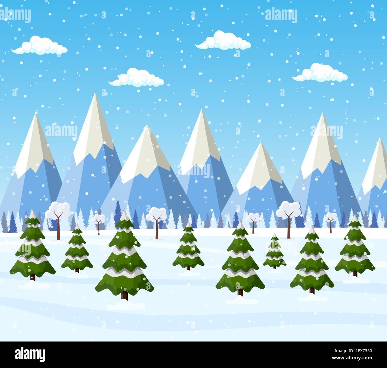 Christmas landscape background with snow and tree Stock Vector Image ...