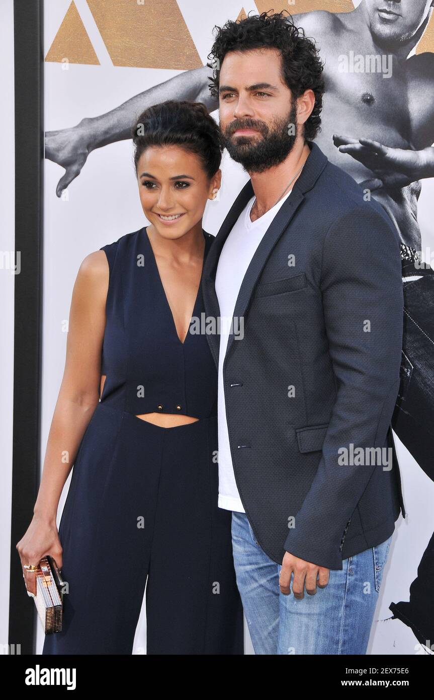 (LR) Emmanuelle Chriqui and Adrian Bellani arrives at the "Magic Mike
