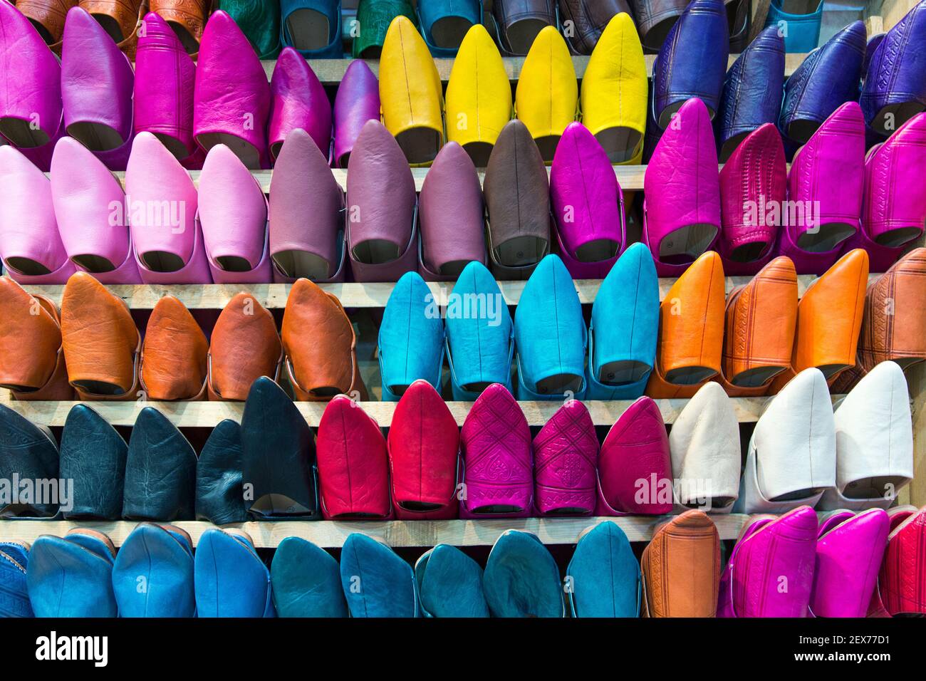 The Moroccan babouche, a traditional Moroccan leather slipper Stock