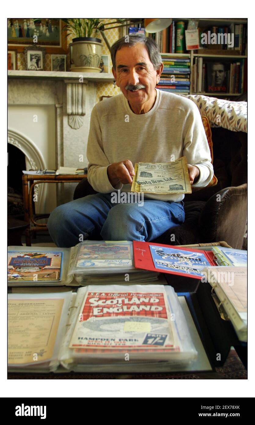 Hunter Davis with his collection of football programs.pic David Sandison 30/4/2003 Stock Photo