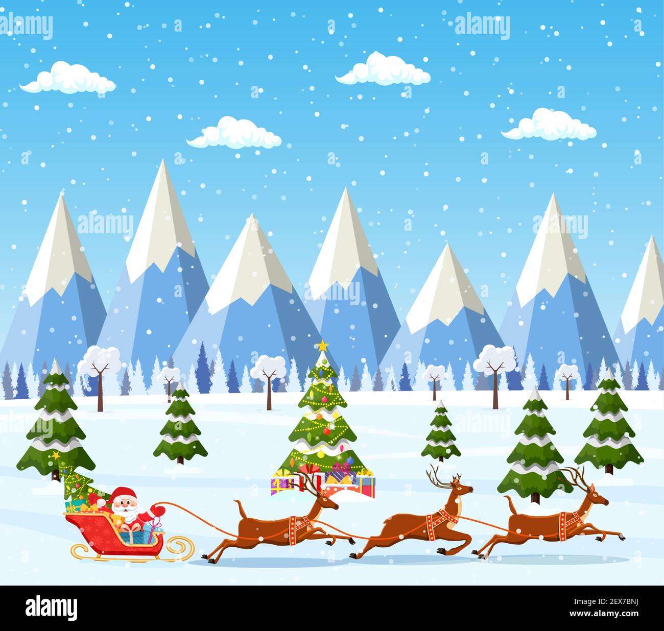 Christmas landscape background with snow and tree Stock Vector Image ...