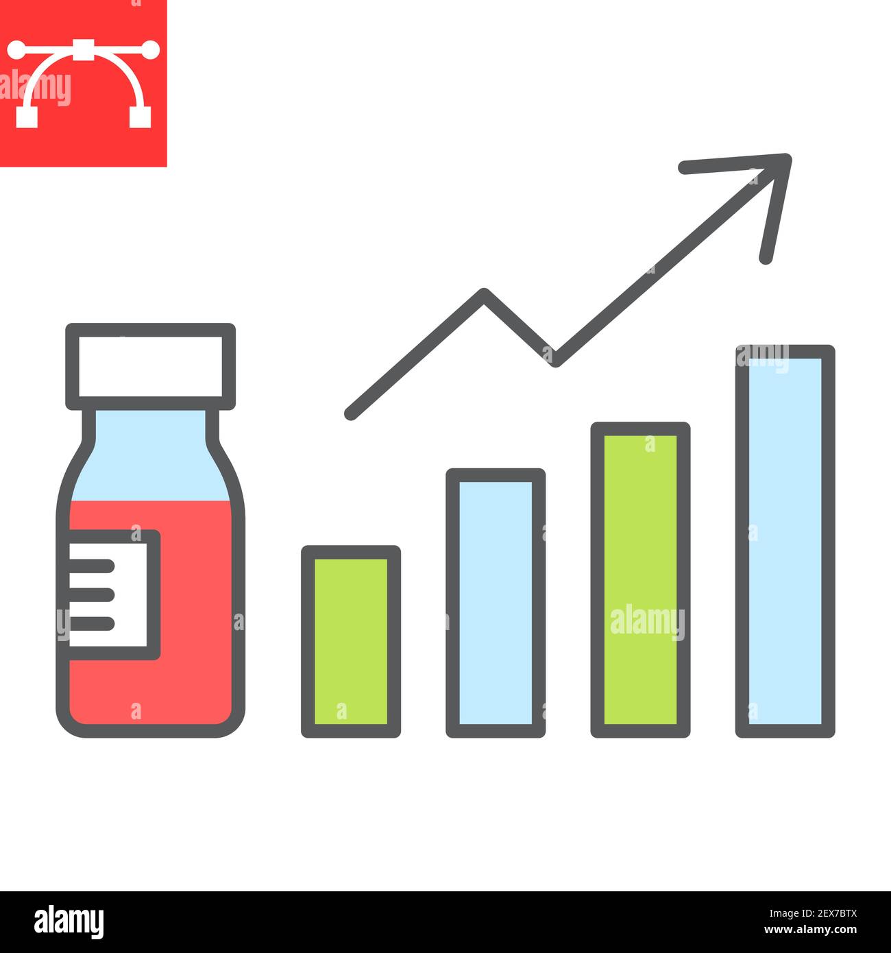 Vaccination statistics color line icon, vaccination and covid-19 ...