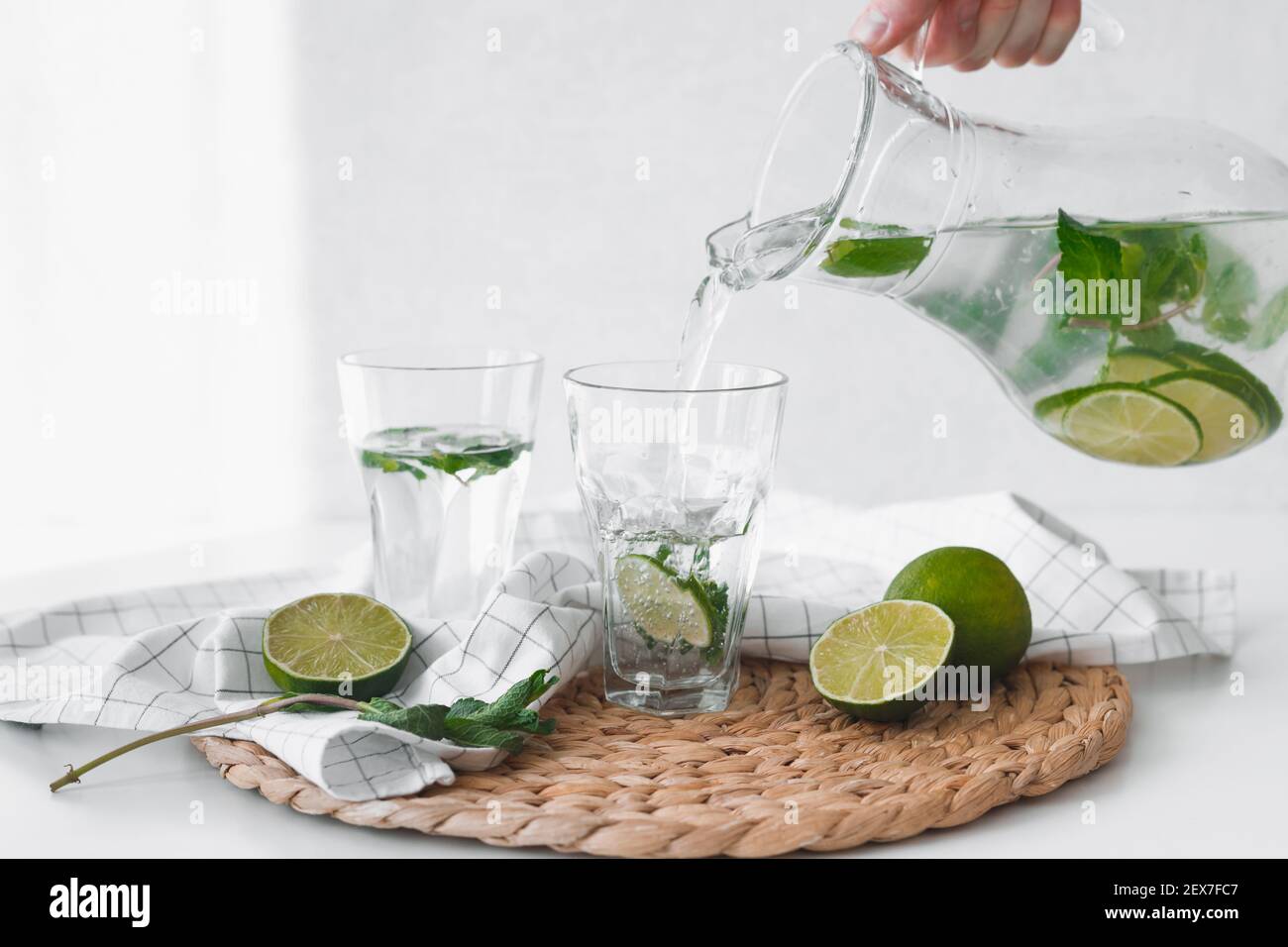 Hand Pouring Water from Glass Pitcher Stock Photo - Image of pouring,  refreshment: 61845744