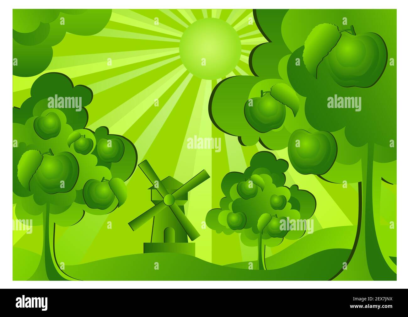 Apple garden in green Stock Photo - Alamy