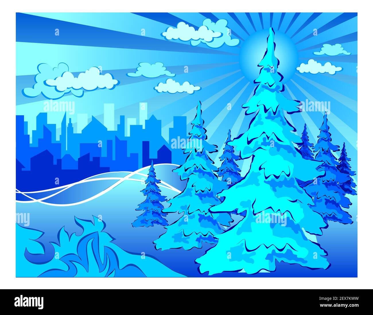 Winter park in city Stock Photo Alamy