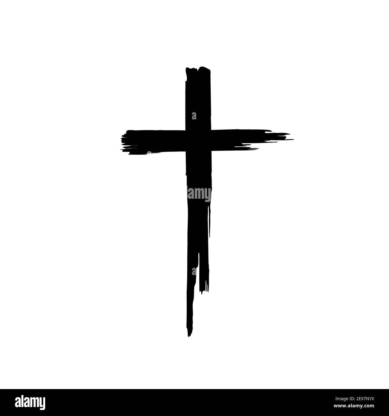 Vector banner or illustration on the religious theme. Abstract black cross with splashes, drips and inscription INRI Stock Vector