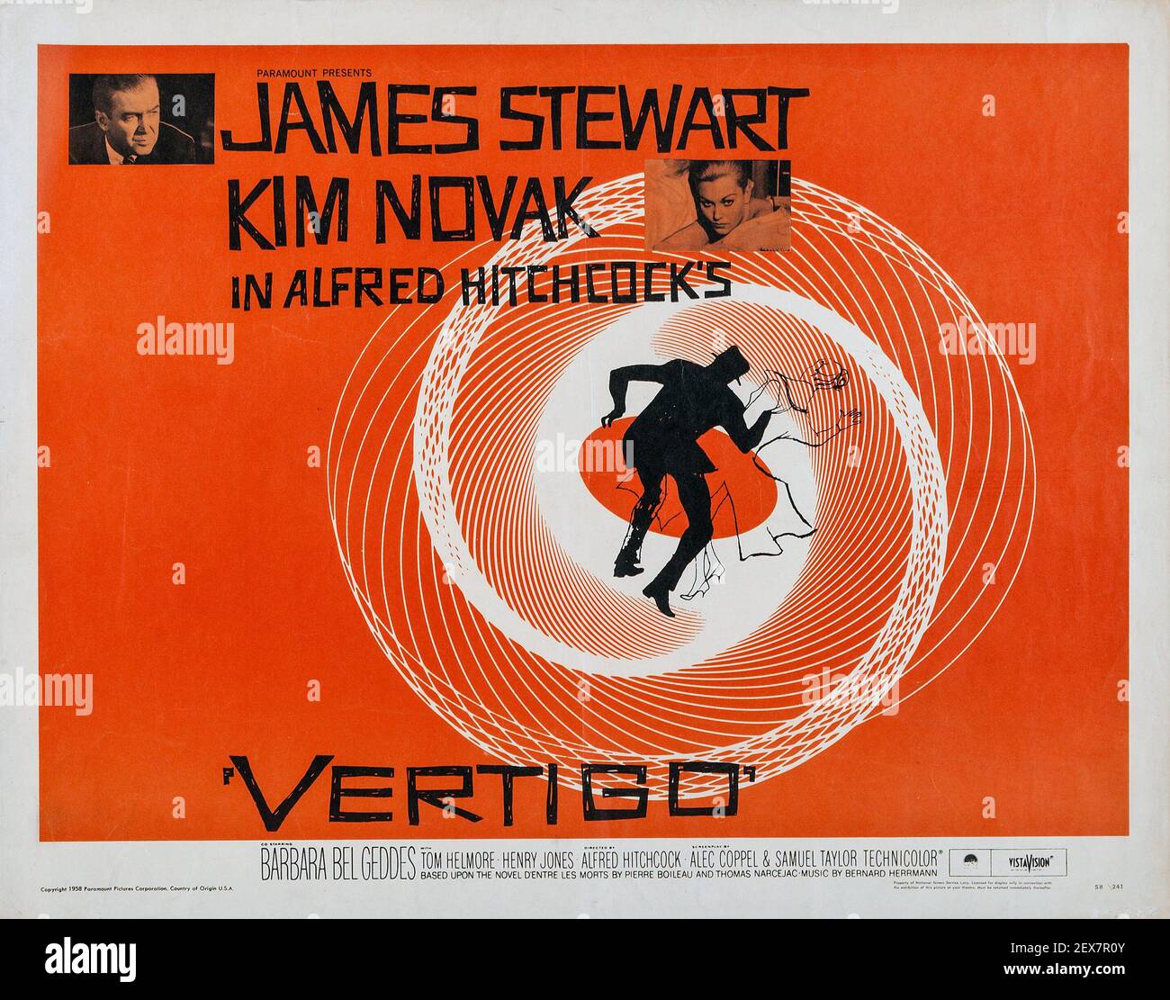 Vertigo. Feat. James Stewart and Kim Novak. Alfred Hitchcock movie poster. 1958. Stock Photo