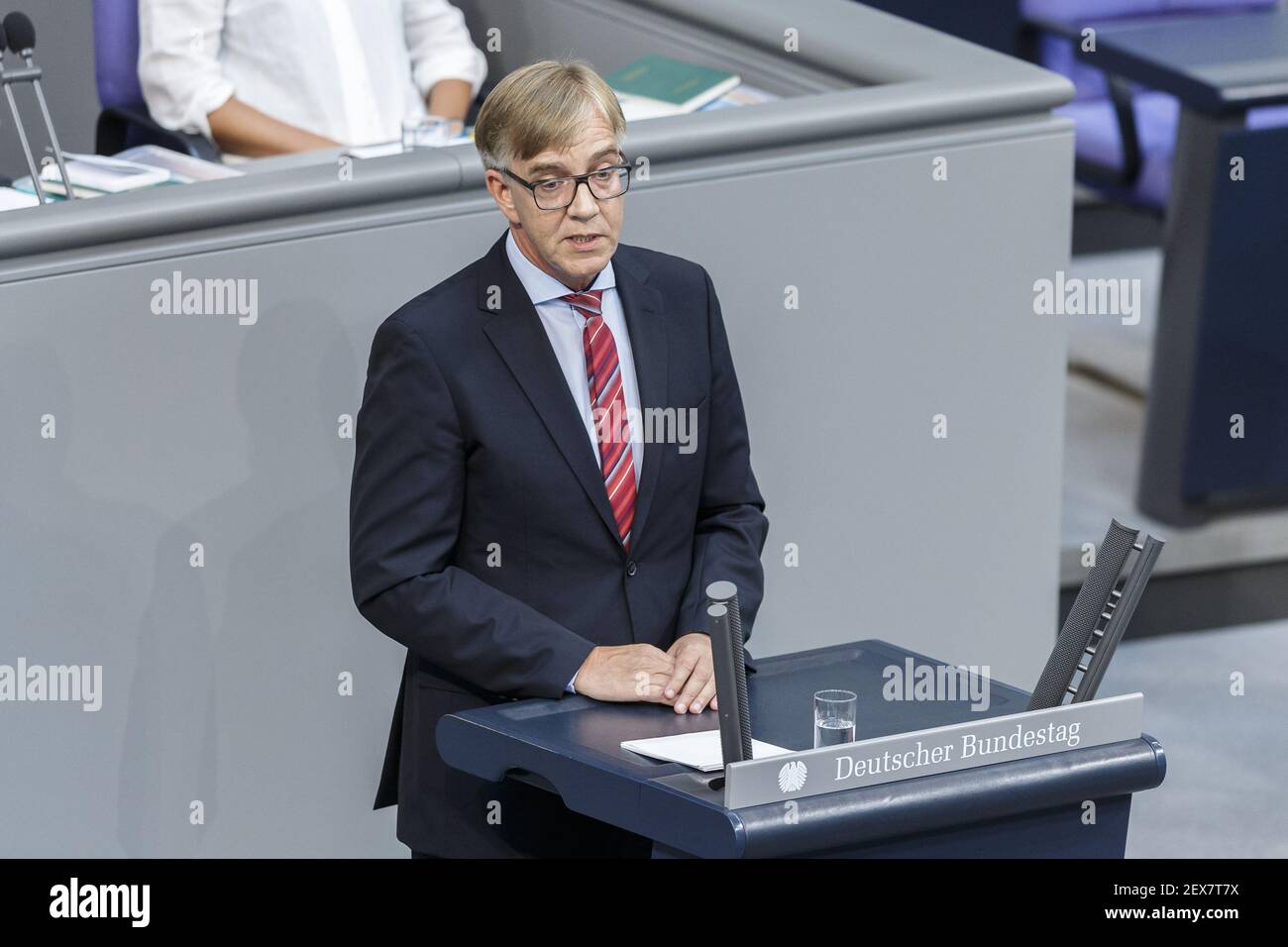 Special session of the German Parliament - consultation of government on the ' negotiations of the Government Federal relative to the concession of financial support for the Hellenic Republic of Greece ' realized at the German Parliament on 17.07.2015 in Berlin, Germany. / Picture: Dietmar Bartsch during his speech at the session of the german Parliament relative to the concession of financial support for the Hellenic Republic of Greece. *** Please Use Credit from Credit Field *** Stock Photo