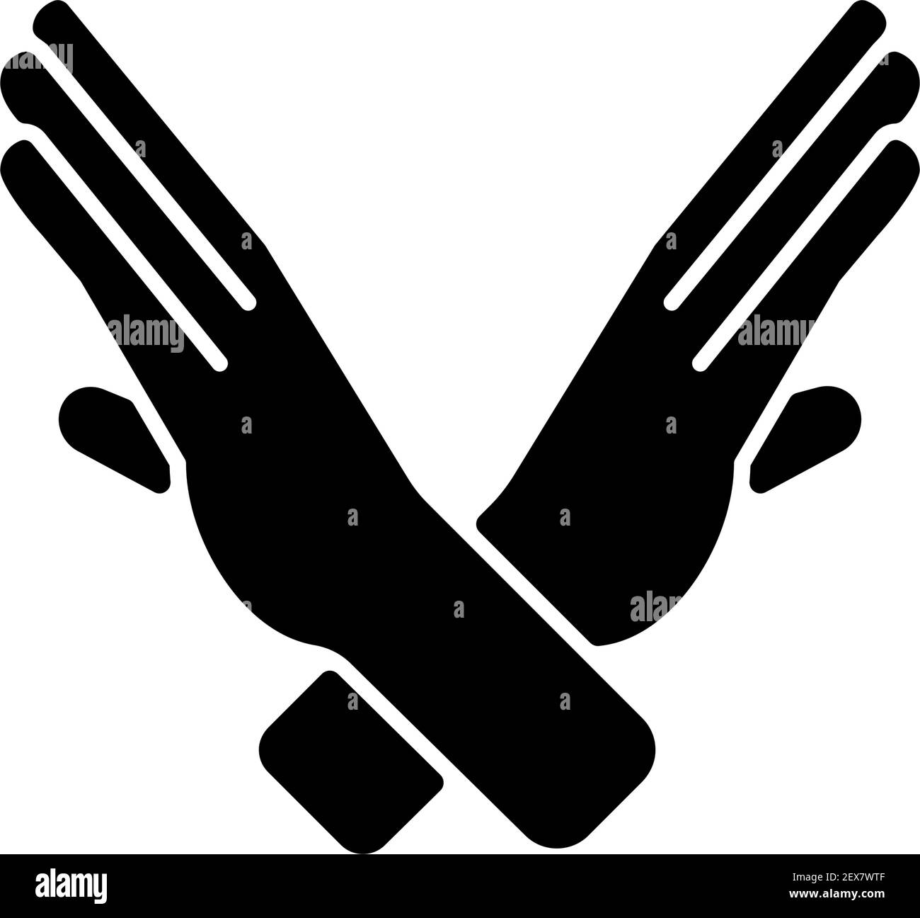 Crossed arms stop gesture black glyph icon Stock Vector