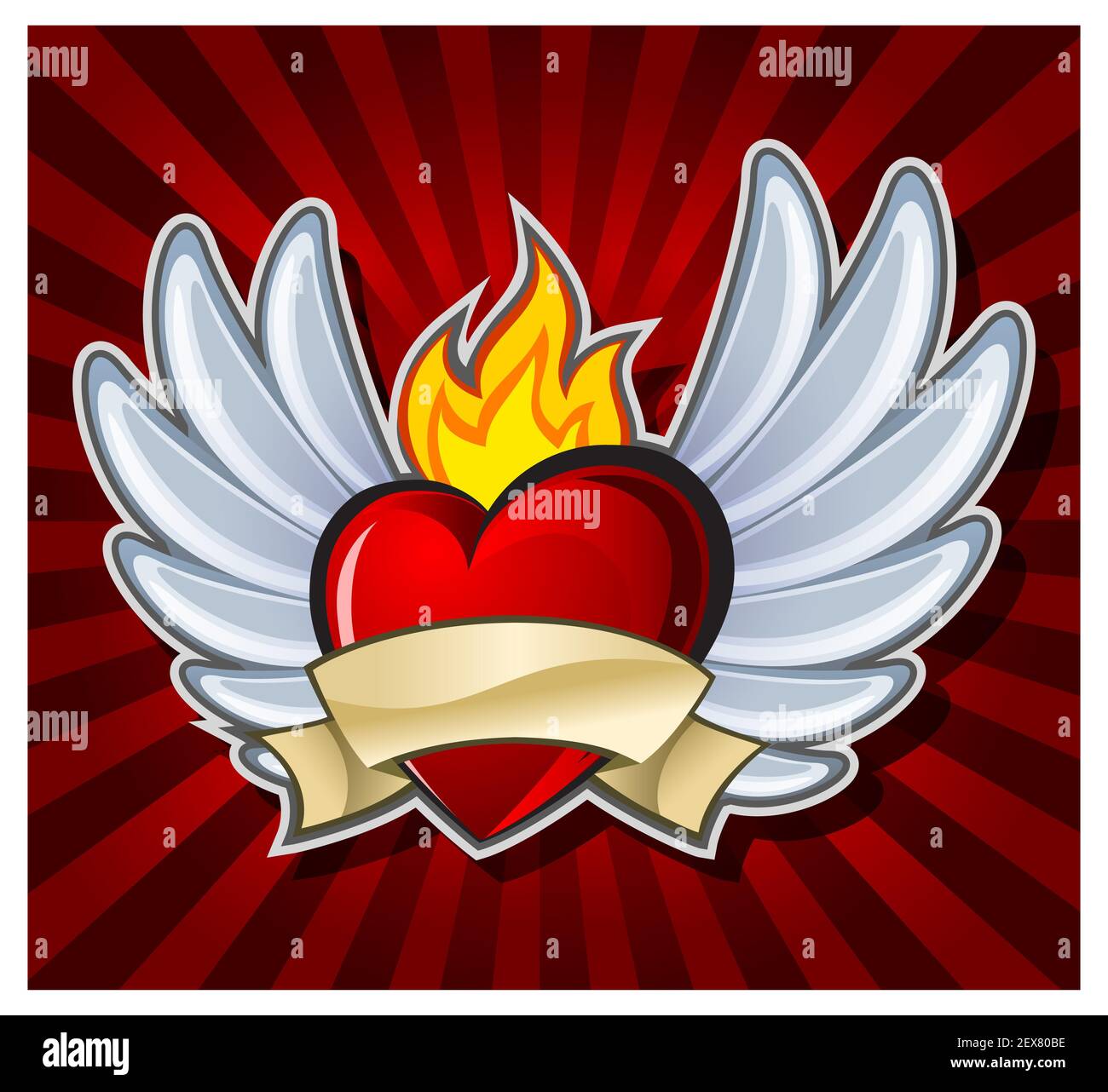 Fiery heart Stock Photo