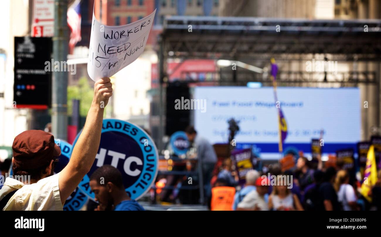 $15 Wage Per Hour For Fast Food Workers rally held in New York, NY on ...