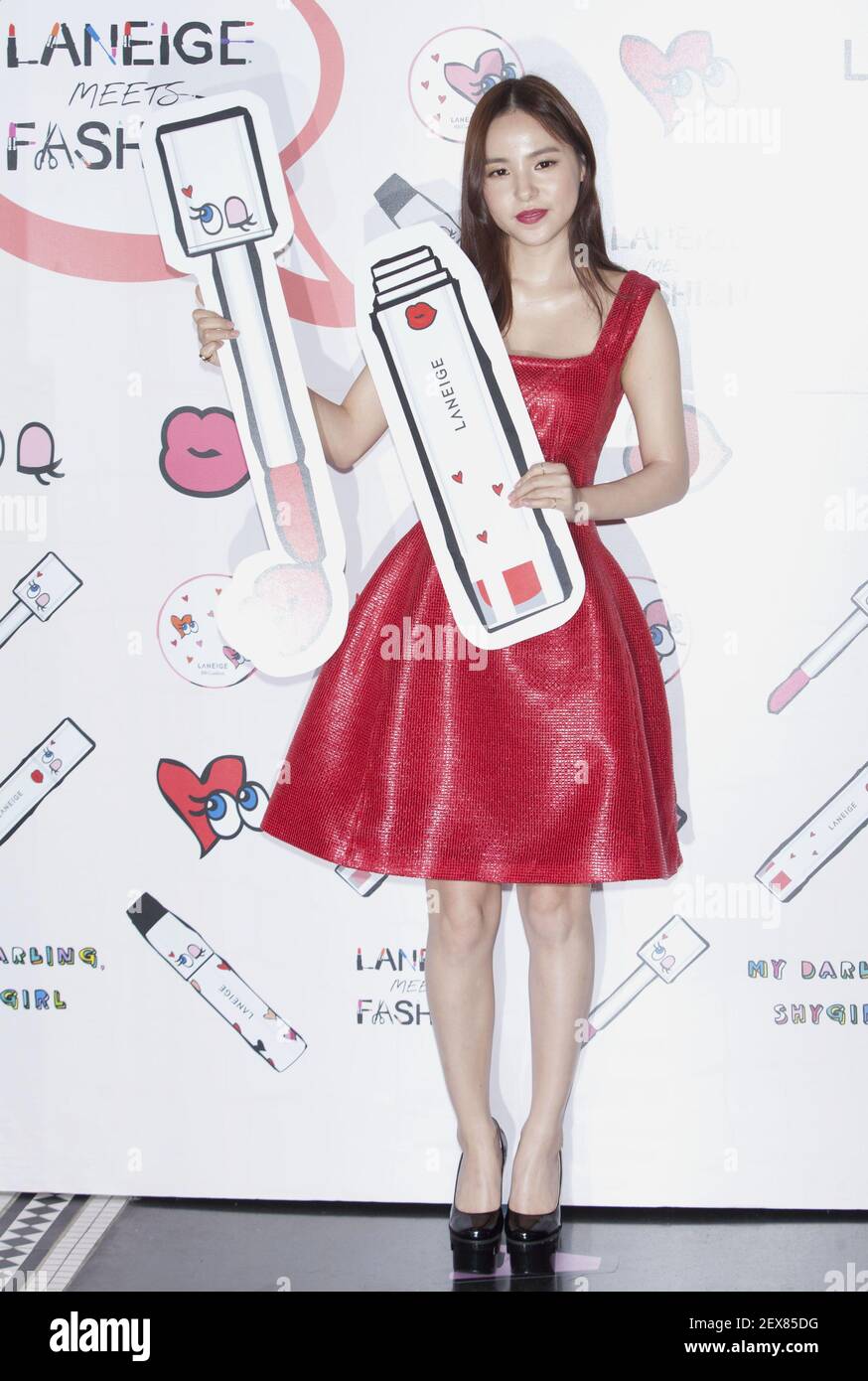 28 July 2015 - Seoul, South Korea : South Korean actress Min Hyo-Rin, attends a photo call for the cosmetic brand Laneige meets Fashion 'Laneige x Play Nomore' collaboration launching event in Seoul, South Korea on July 28, 2015. Photo Credit: Lee Young-ho *** Please Use Credit from Credit Field *** Stock Photo